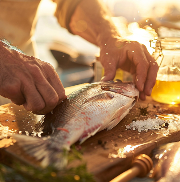 Montauk fish jerky with drizzle and salt