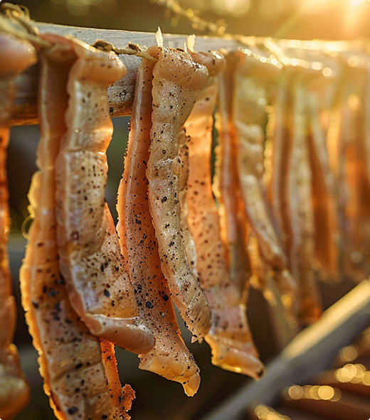 Montauk fish jerky with drizzle and salt